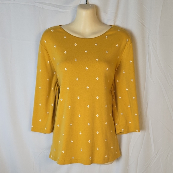 C.J. Banks Yellow Women's Top with White Accents Size 1X - Picture 1 of 7